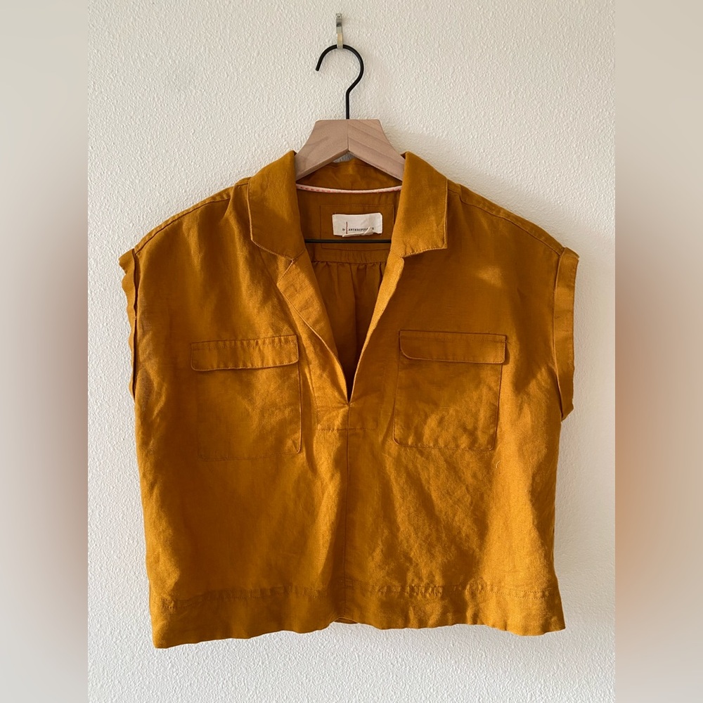 Mustard cropped casual top